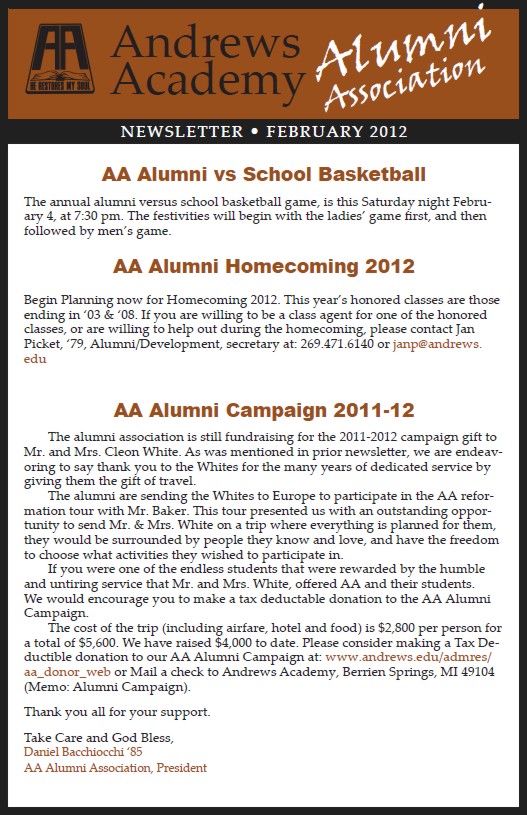 February 2012 Newsletter