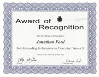 American Classics II Certificate