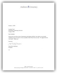 Letter from AU President