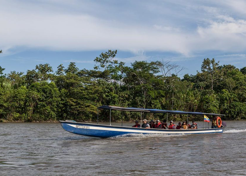 People in a boat on the Napo River