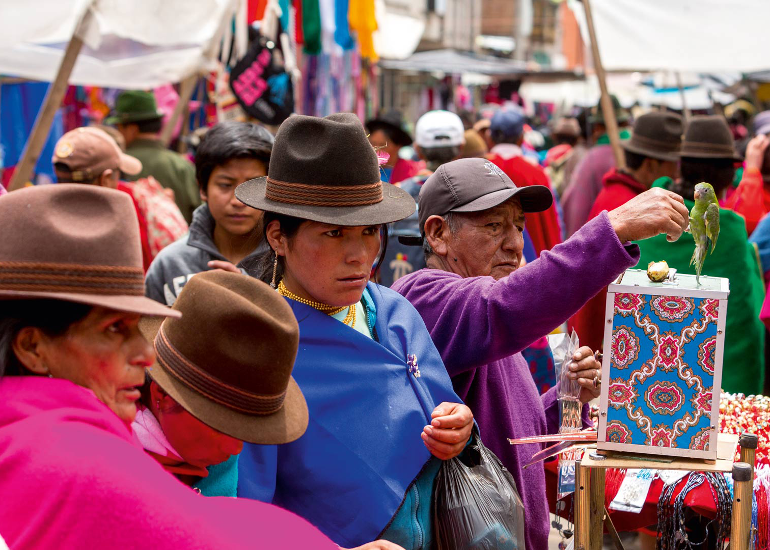 Locals perusing the wares at the Guamote Market