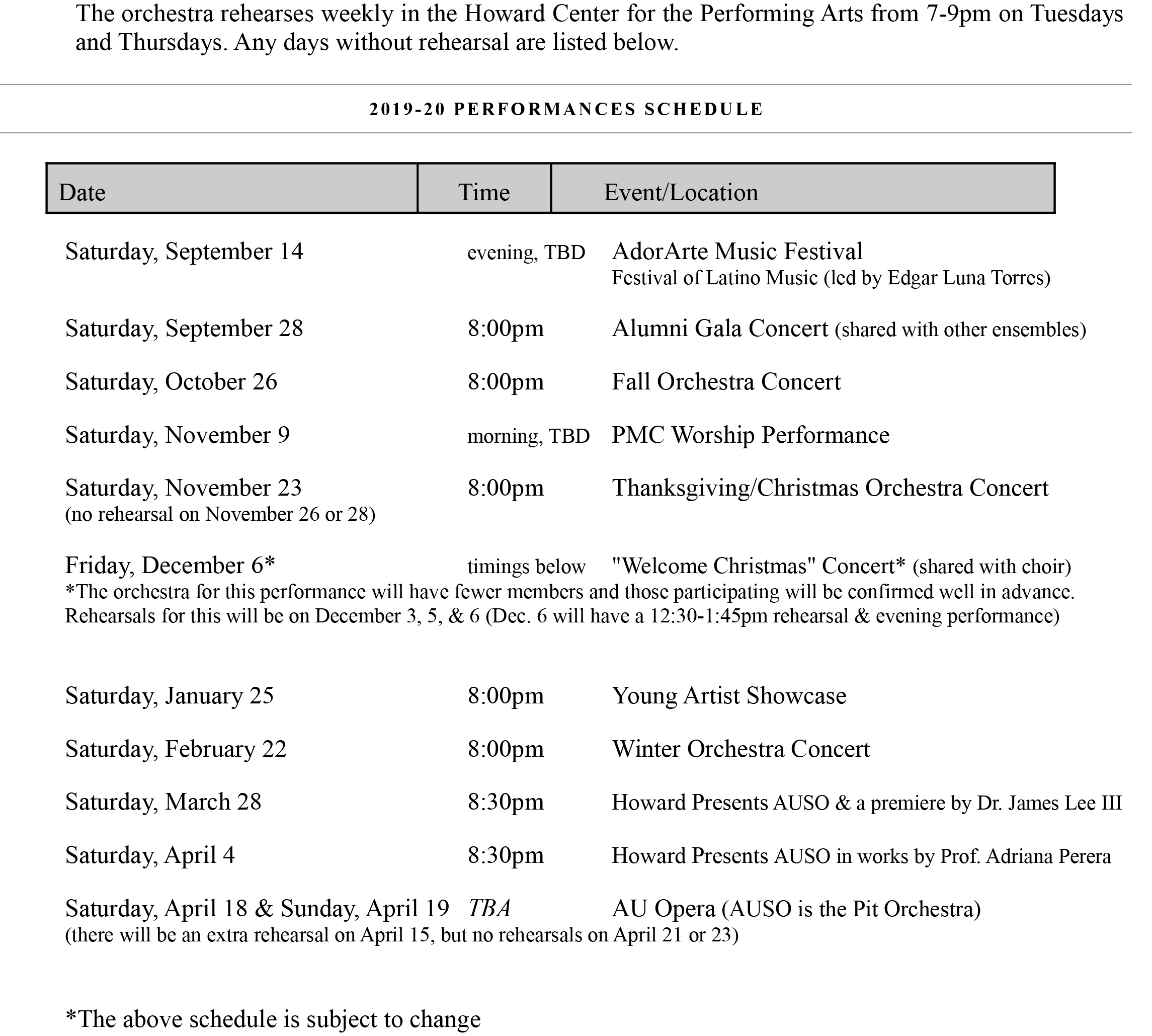 Schedule Andrews University
