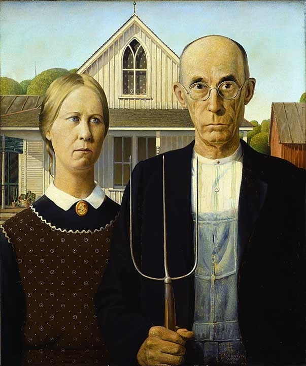 Grant Wood, American 
Gothic.