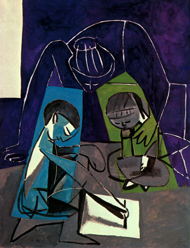 Picasso, Claude drawing Francoise and Paloma
