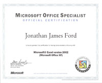 MOUS Excel Certificate