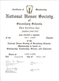 NHS Certificate of Membership