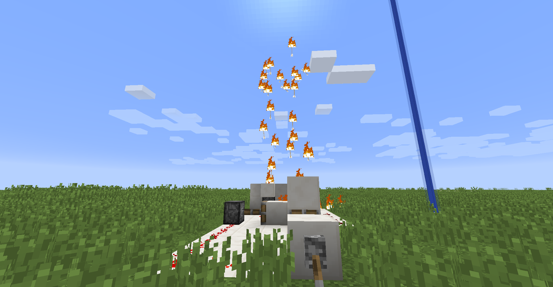 The fountain being activated.