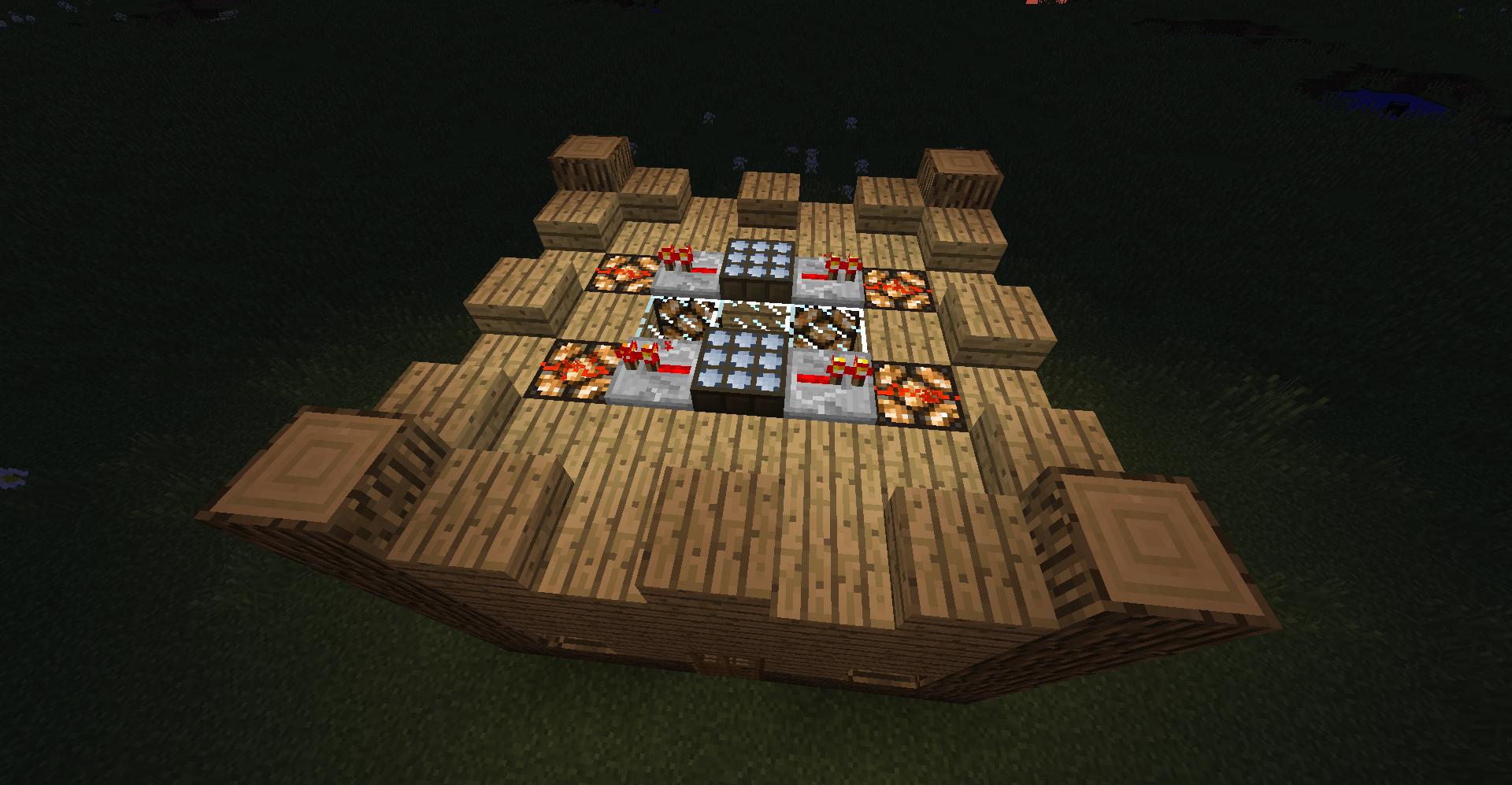The lights on from an overhead view.