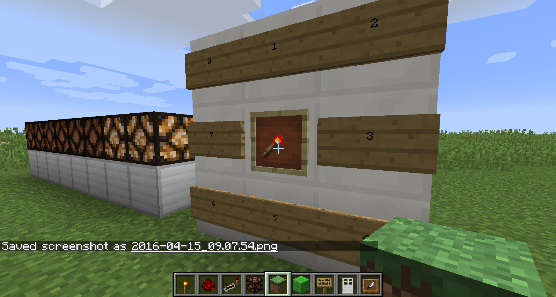 An item frame outputting a power level of two.