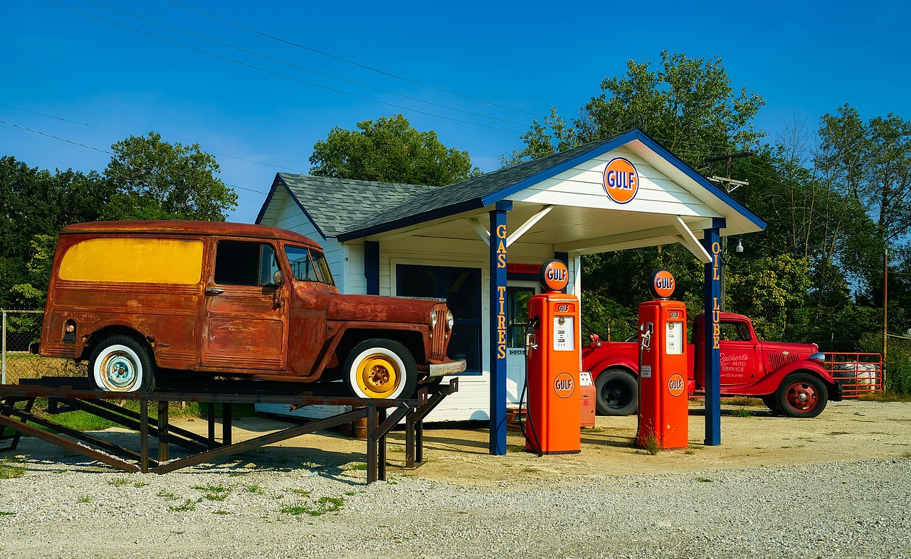 Cars At Shell Gas Station