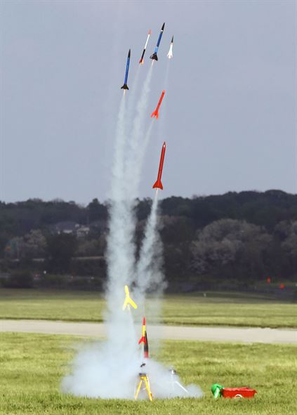 Model rockets in flight